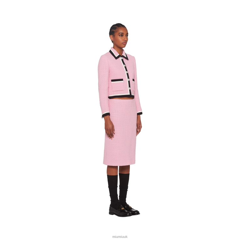 Ready To Wear Single-breasted Tweed Jacket Miu Miu XH28Z528 Pink