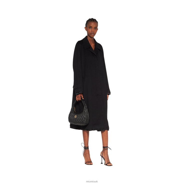 Ready To Wear Single-breasted Velour Coat Miu Miu XH28Z497 Black