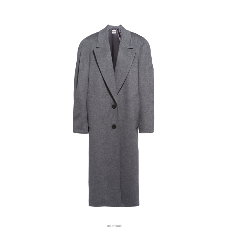 Ready To Wear Single-breasted Velour Coat Miu Miu XH28Z509 Grey