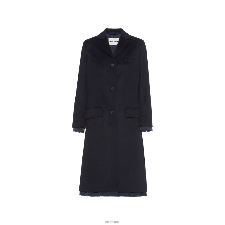Ready To Wear Single-breasted Velour Coat Miu Miu XH28Z522 Navy