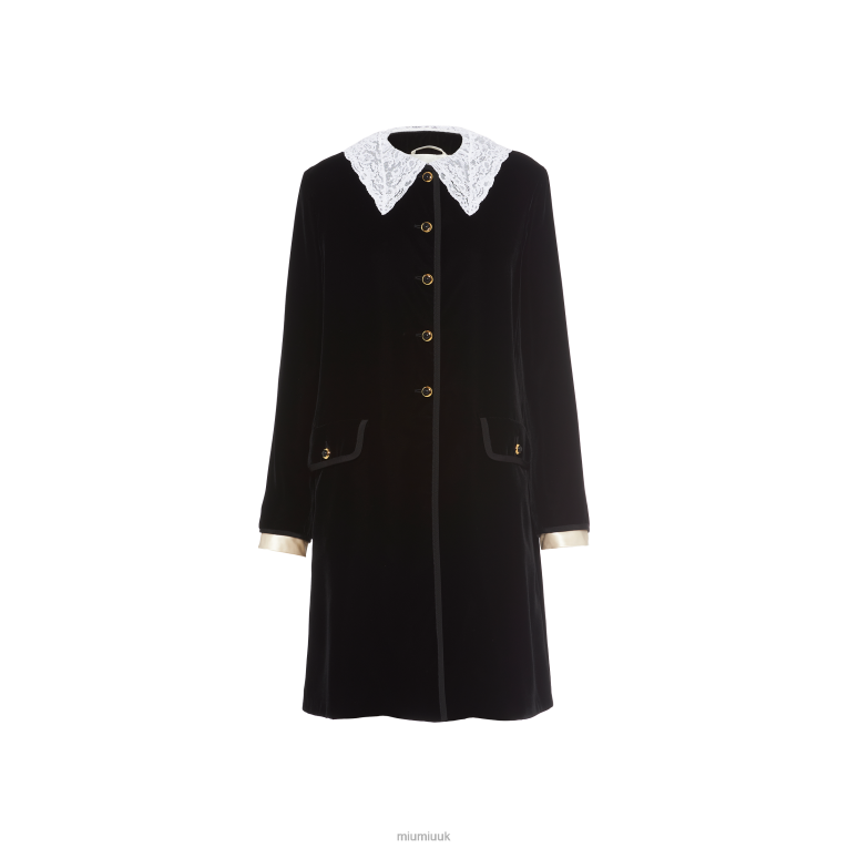 Ready To Wear Single-breasted Velvet Coat Miu Miu XH28Z544 Black