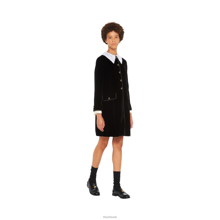 Ready To Wear Single-breasted Velvet Coat Miu Miu XH28Z544 Black