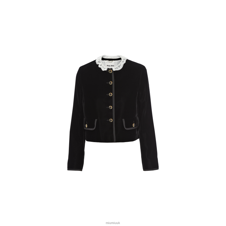 Ready To Wear Single-breasted Velvet Jacket Miu Miu XH28Z534 Black