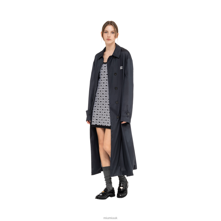 Ready To Wear Technical Silk Coat Miu Miu XH28Z476 Navy