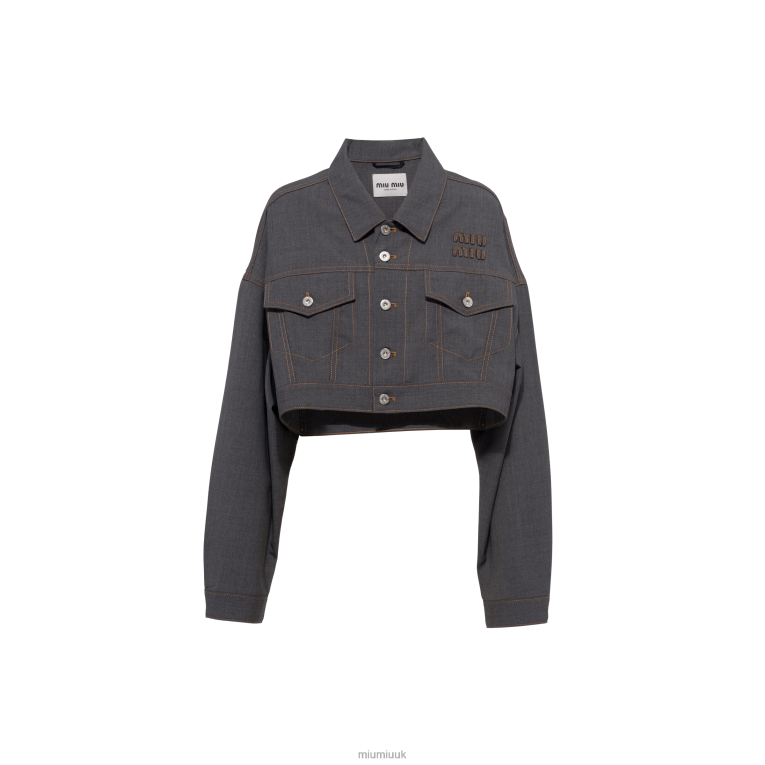 Ready To Wear Wool Blouson Jacket Miu Miu XH28Z472 Slate Gray