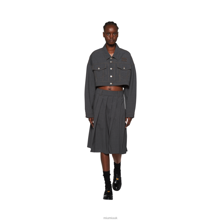 Ready To Wear Wool Blouson Jacket Miu Miu XH28Z472 Slate Gray