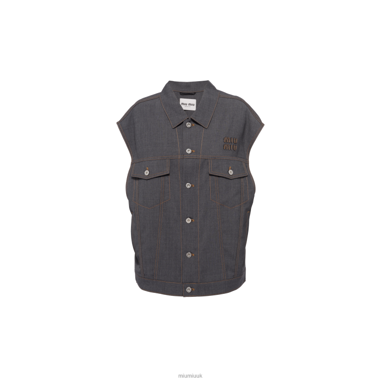 Ready To Wear Wool Blouson Jacket Miu Miu XH28Z474 Slate Gray