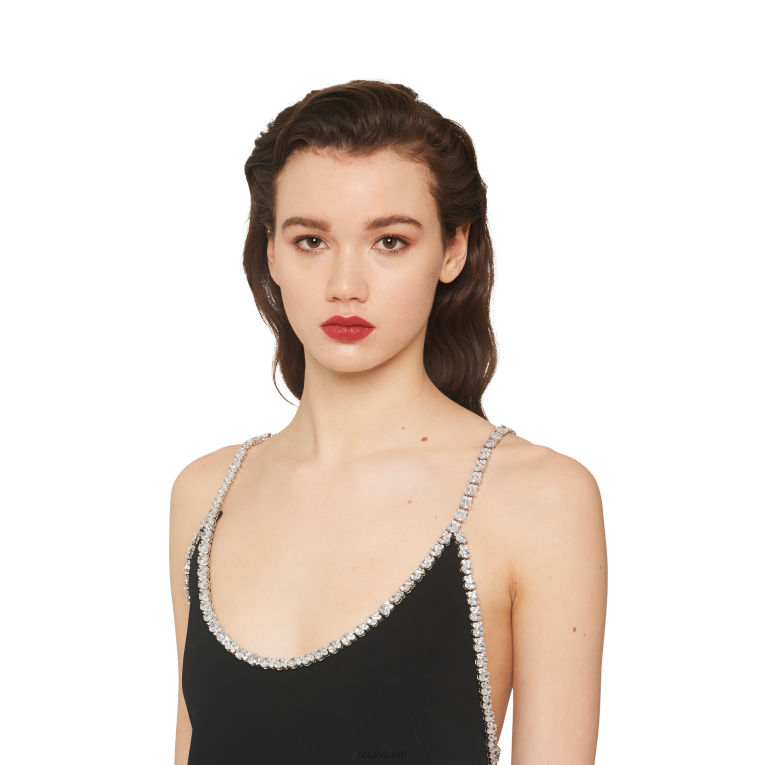 Ready To Wear Black Cady Mini-dress Miu Miu XH28Z451