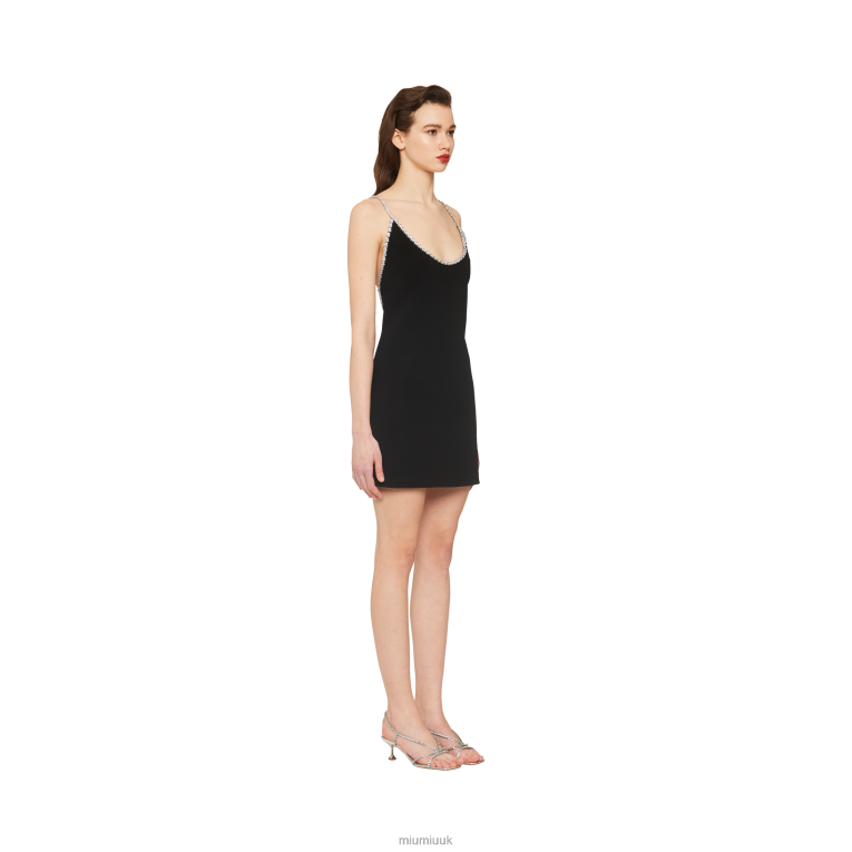 Ready To Wear Black Cady Mini-dress Miu Miu XH28Z451