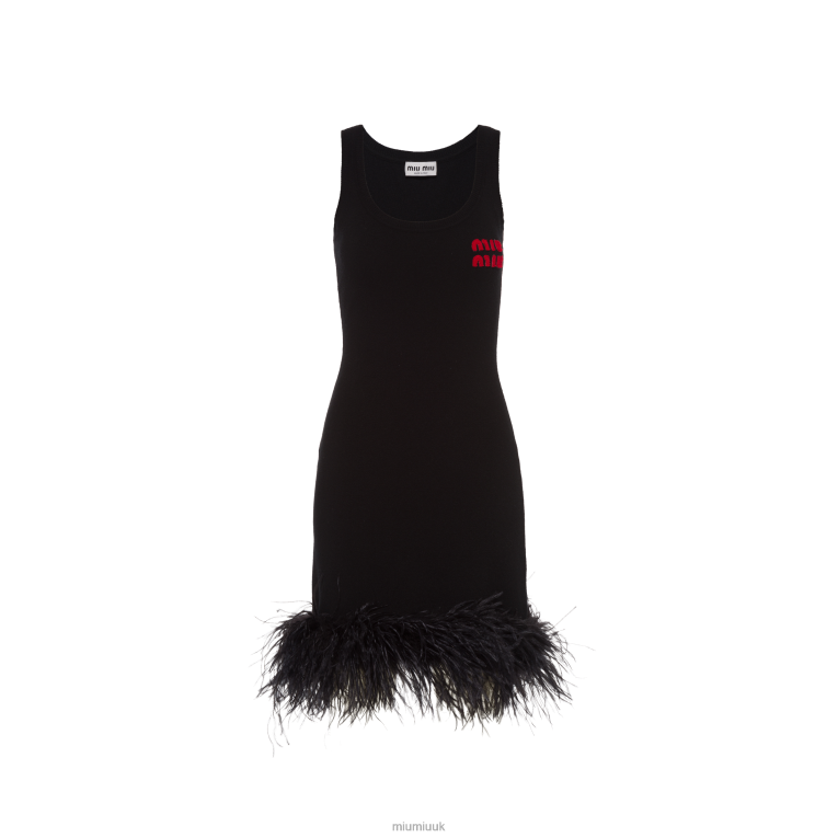 Ready To Wear Cashmere Dress With Feathers Miu Miu XH28Z412 Black