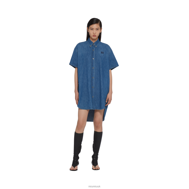 Ready To Wear Chambray Dress Miu Miu XH28Z359 Sapphire Blue