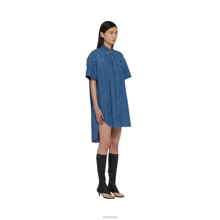 Ready To Wear Chambray Dress Miu Miu XH28Z359 Sapphire Blue