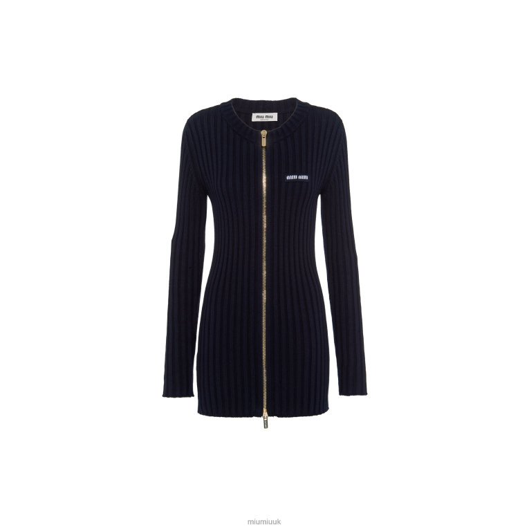 Ready To Wear Cotton Knit Cardigan Miu Miu XH28Z363 Navy