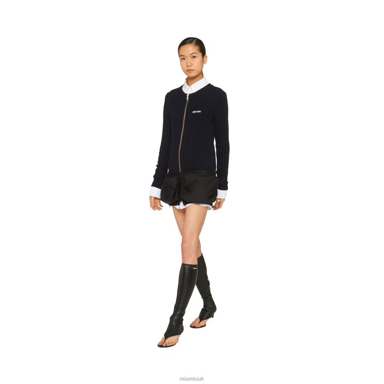 Ready To Wear Cotton Knit Cardigan Miu Miu XH28Z363 Navy