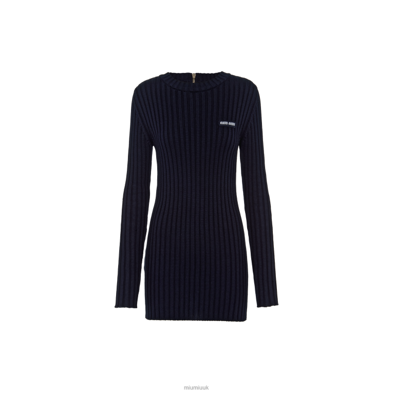 Ready To Wear Cotton Knit Mini-dress Miu Miu XH28Z364 Navy