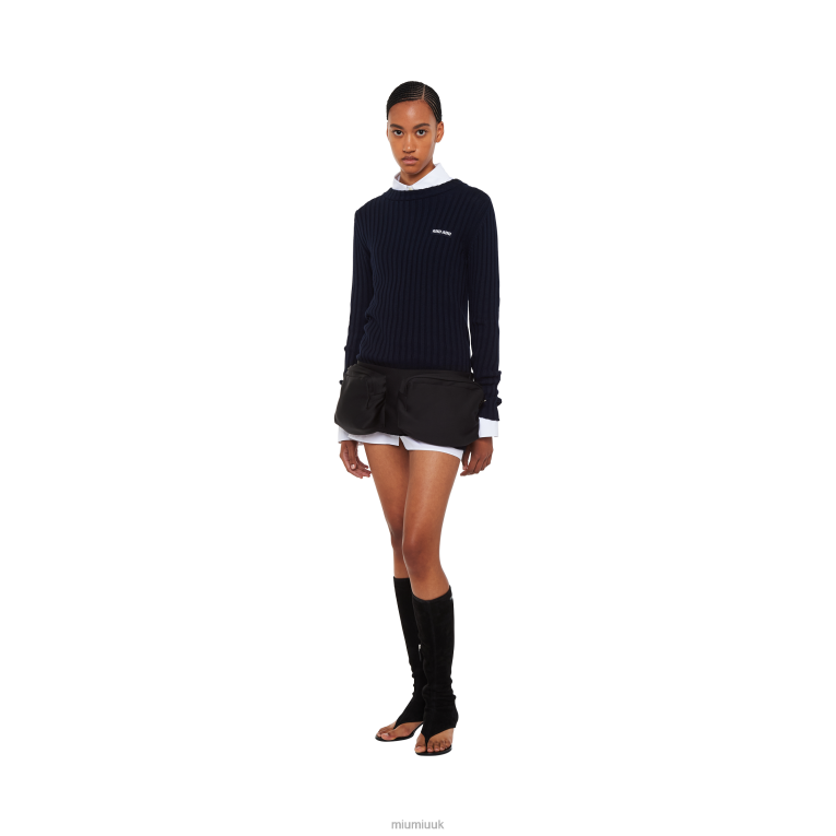Ready To Wear Cotton Knit Mini-dress Miu Miu XH28Z364 Navy