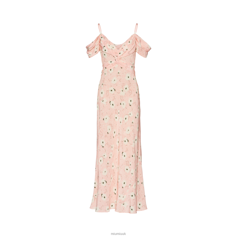 Ready To Wear Crepe De Chine Long Dress Miu Miu XH28Z385 Opaline/Ivory
