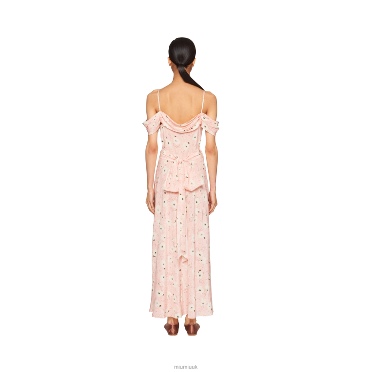 Ready To Wear Crepe De Chine Long Dress Miu Miu XH28Z385 Opaline/Ivory