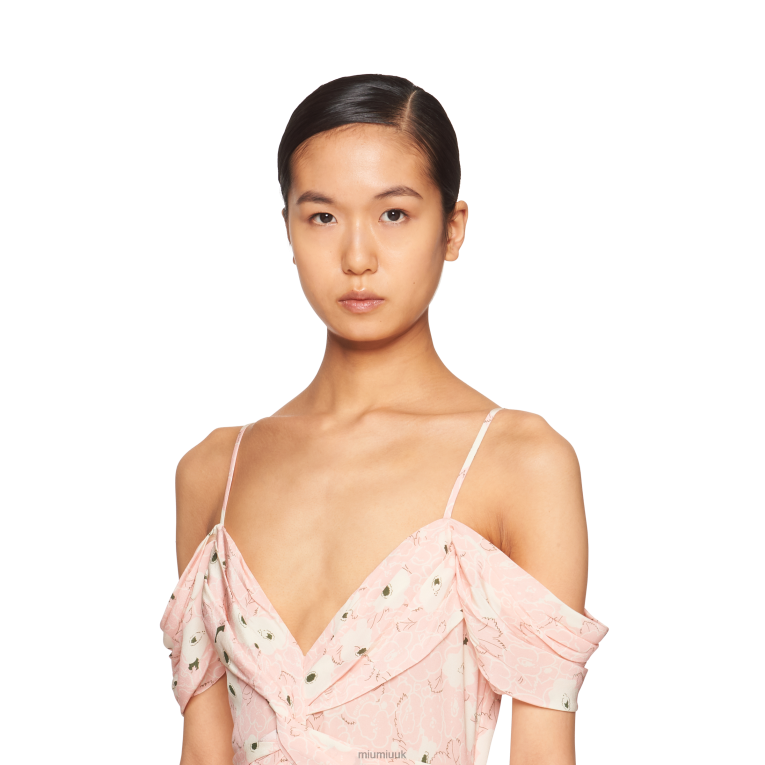 Ready To Wear Crepe De Chine Long Dress Miu Miu XH28Z385 Opaline/Ivory