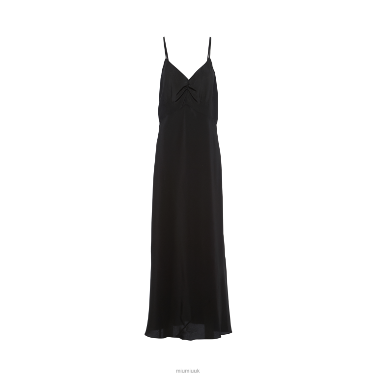 Ready To Wear Crepe De Chine Long Dress Miu Miu XH28Z386 Black