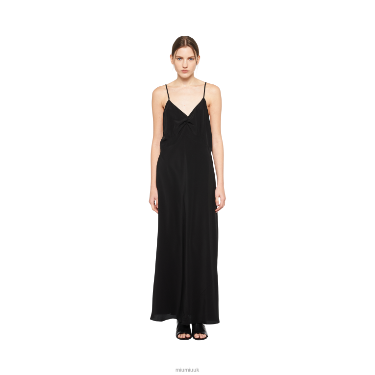 Ready To Wear Crepe De Chine Long Dress Miu Miu XH28Z386 Black