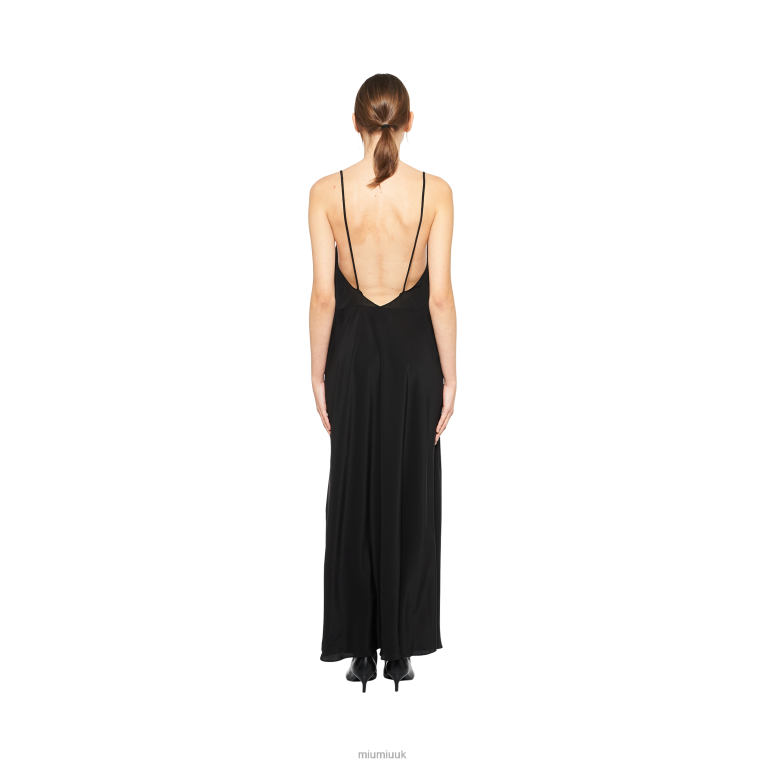 Ready To Wear Crepe De Chine Long Dress Miu Miu XH28Z386 Black
