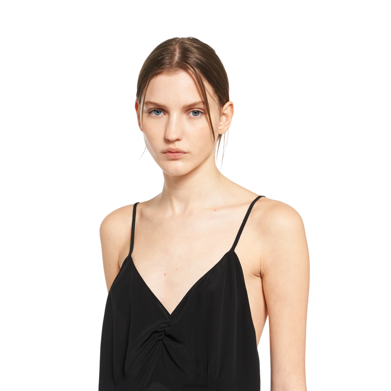 Ready To Wear Crepe De Chine Long Dress Miu Miu XH28Z386 Black