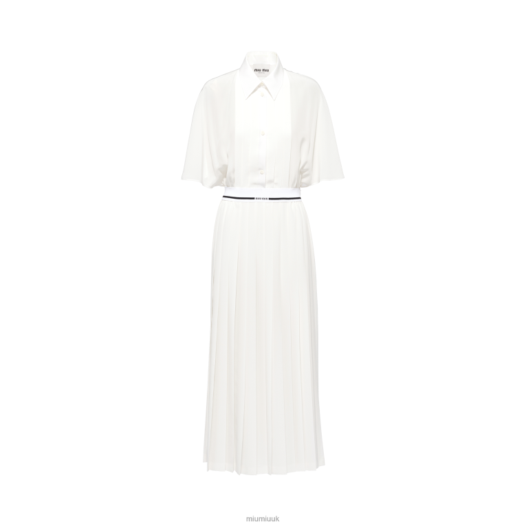 Ready To Wear Crepe De Chine Midi Dress Miu Miu XH28Z370 White