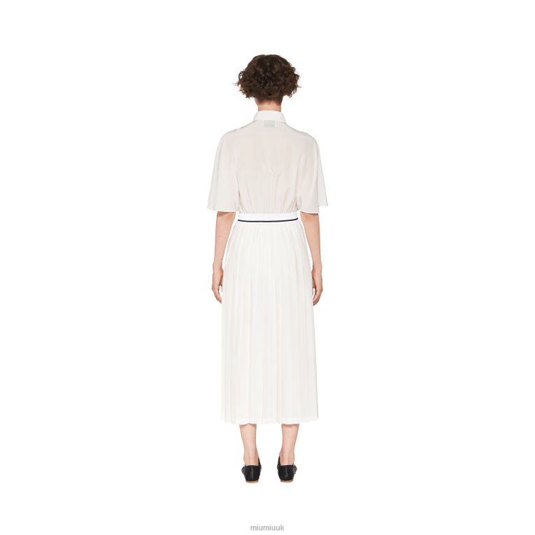 Ready To Wear Crepe De Chine Midi Dress Miu Miu XH28Z370 White
