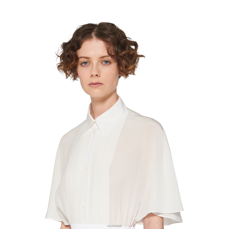 Ready To Wear Crepe De Chine Midi Dress Miu Miu XH28Z370 White