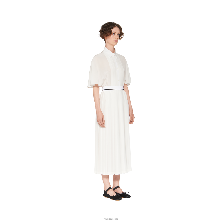 Ready To Wear Crepe De Chine Midi Dress Miu Miu XH28Z370 White