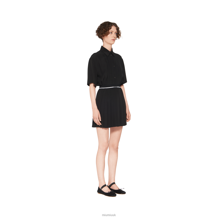 Ready To Wear Crepe De Chine Mini-dress Miu Miu XH28Z369 Black