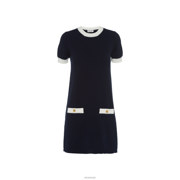 Ready To Wear Crew-neck Cashmere Dress Miu Miu XH28Z407 Navy