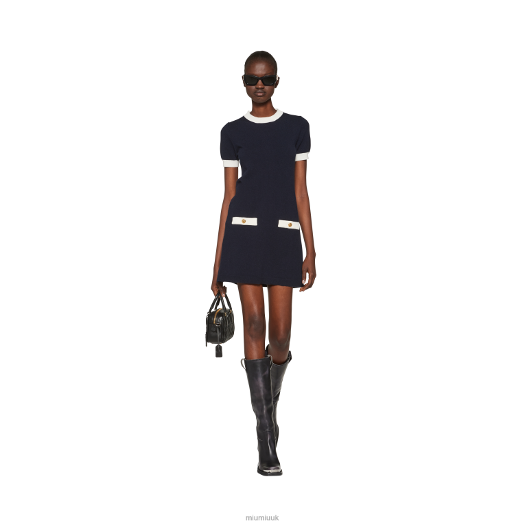 Ready To Wear Crew-neck Cashmere Dress Miu Miu XH28Z407 Navy