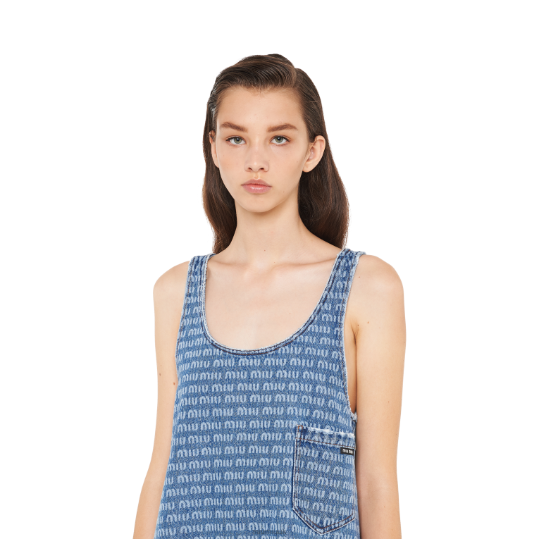 Ready To Wear Denim Mini-dress Miu Miu XH28Z450 Sapphire Blue