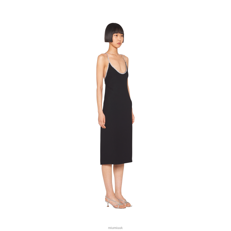 Ready To Wear Embroidered Cady Dress Miu Miu XH28Z448 Black