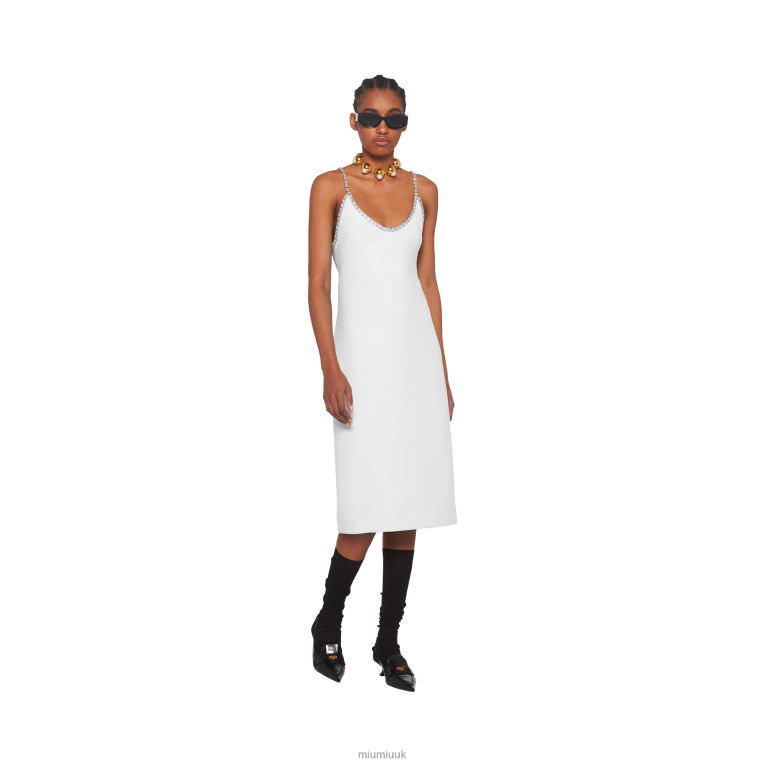 Ready To Wear Embroidered Cady Dress Miu Miu XH28Z449 White