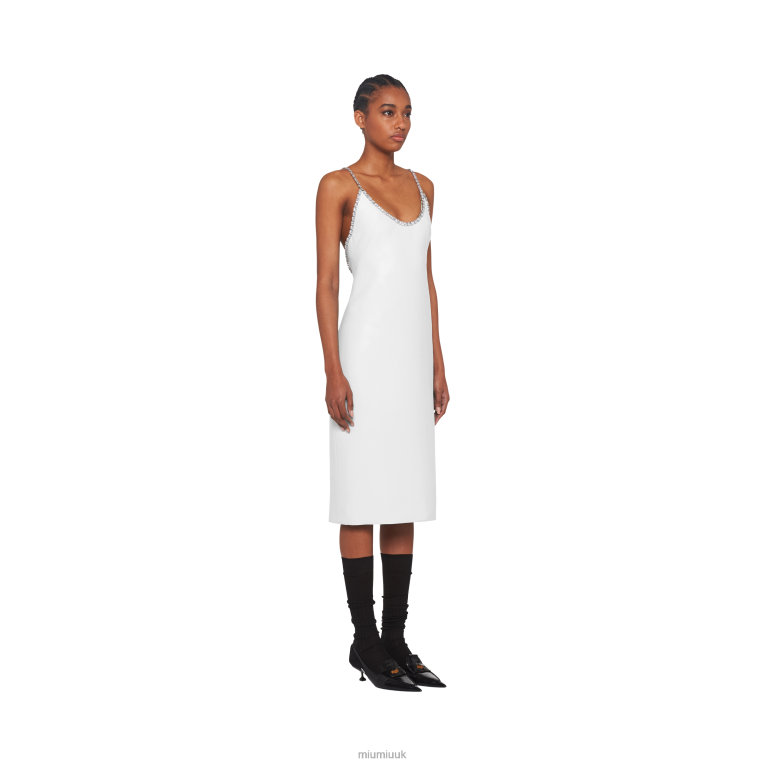 Ready To Wear Embroidered Cady Dress Miu Miu XH28Z449 White