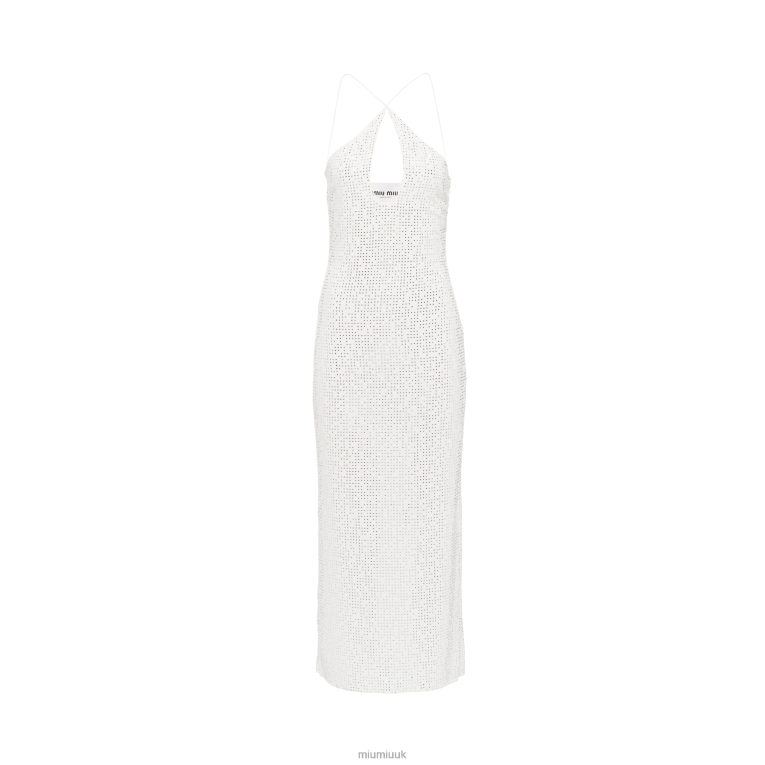 Ready To Wear Embroidered Dress In Stretch Georgette Miu Miu XH28Z395 White
