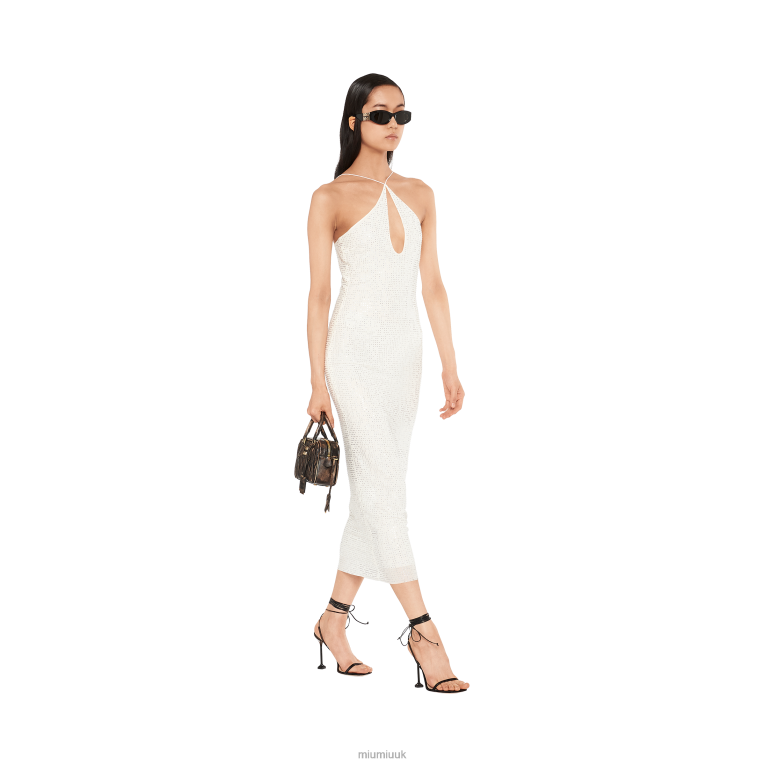 Ready To Wear Embroidered Dress In Stretch Georgette Miu Miu XH28Z395 White
