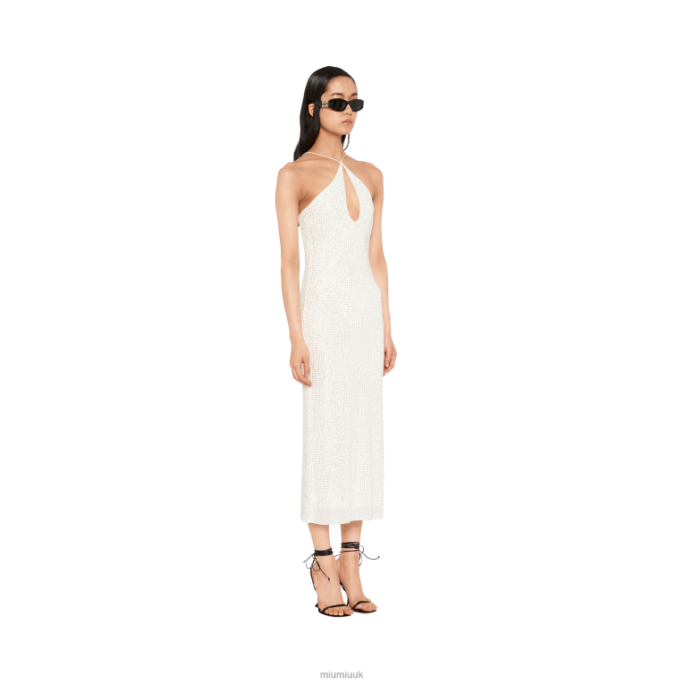 Ready To Wear Embroidered Dress In Stretch Georgette Miu Miu XH28Z395 White