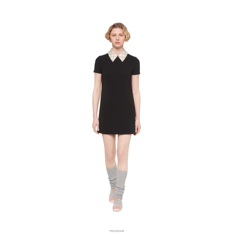 Ready To Wear Embroidered Faille Cady Mini-dress Miu Miu XH28Z435 Black