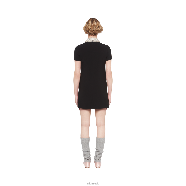 Ready To Wear Embroidered Faille Cady Mini-dress Miu Miu XH28Z435 Black