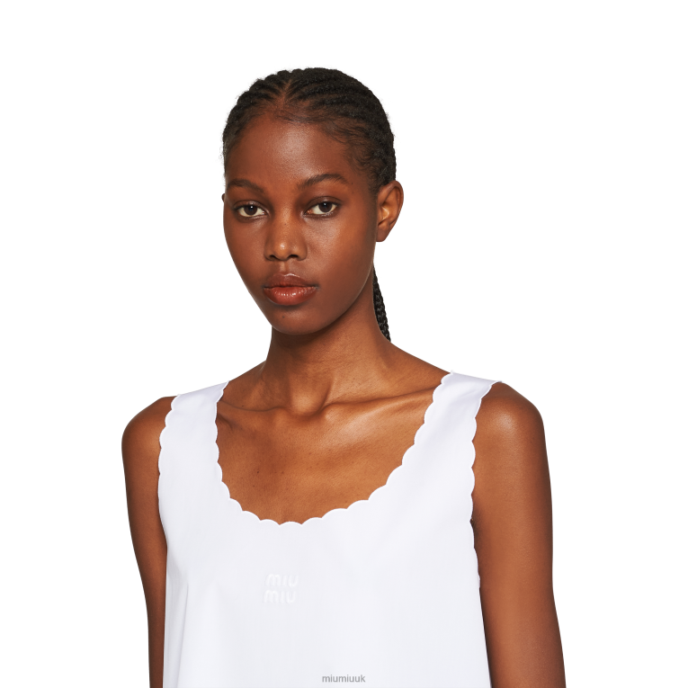 Ready To Wear Embroidered Poplin Mini-dress Miu Miu XH28Z352 White