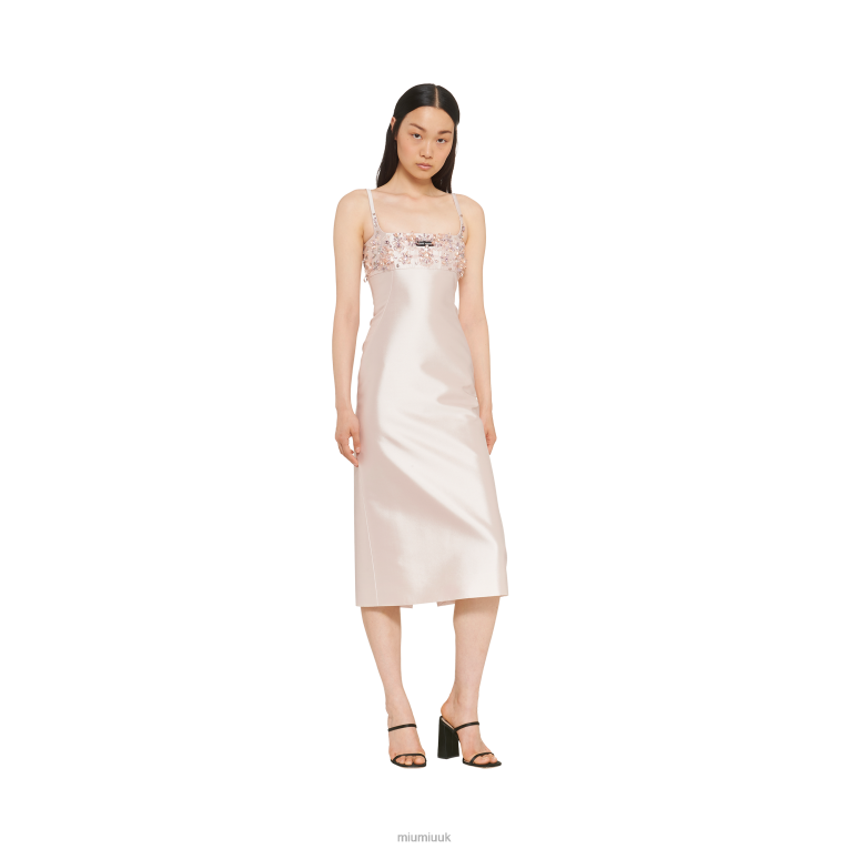 Ready To Wear Embroidered Silk And Wool Dress Miu Miu XH28Z393 Opal