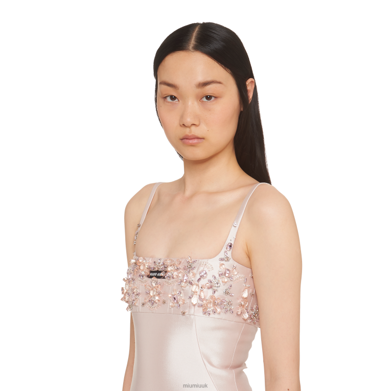 Ready To Wear Embroidered Silk And Wool Dress Miu Miu XH28Z393 Opal