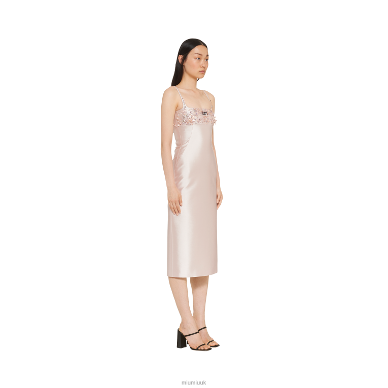 Ready To Wear Embroidered Silk And Wool Dress Miu Miu XH28Z393 Opal