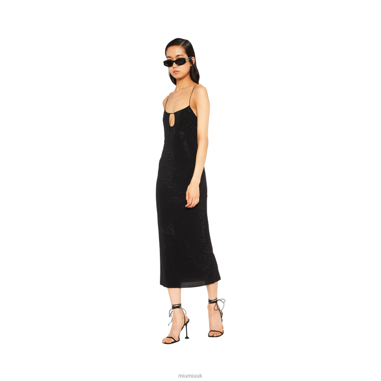 Ready To Wear Embroidered Stretch Georgette Dress Miu Miu XH28Z394 Black
