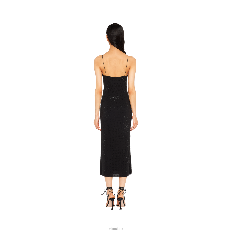 Ready To Wear Embroidered Stretch Georgette Dress Miu Miu XH28Z394 Black