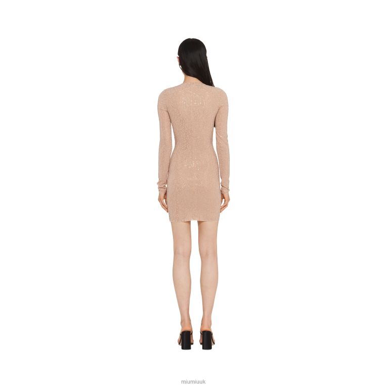 Ready To Wear Embroidered Stretch Georgette Mini-dress Miu Miu XH28Z398 Cameo
